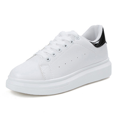 Women's Black and White Sneakers - Enlarged Sole / White Laces  Women's Black and White Sneakers - Enlarged Sole / White Laces