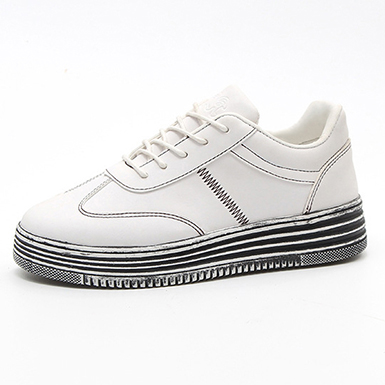 WMNS White and Black Sneakers - White Laces / Black Sole  WMNS White and Black Sneakers - White Laces / Black Sole