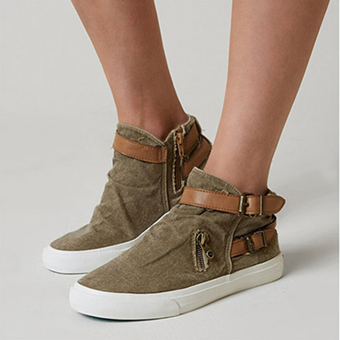 Women's Strappy Ankle Boots - Round Toes / Side Buckles  Women's Strappy Ankle Boots - Round Toes / Side Buckles